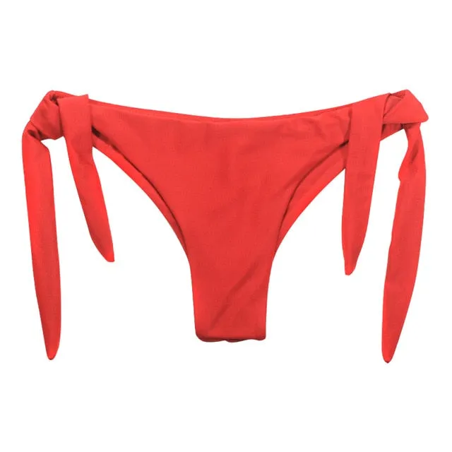 2018 Sexy Solid Thong Swim String Bikini Brazilian Cut Swimwear Women Bottom Adjustable Briefs Swimsuit Panties Underwear