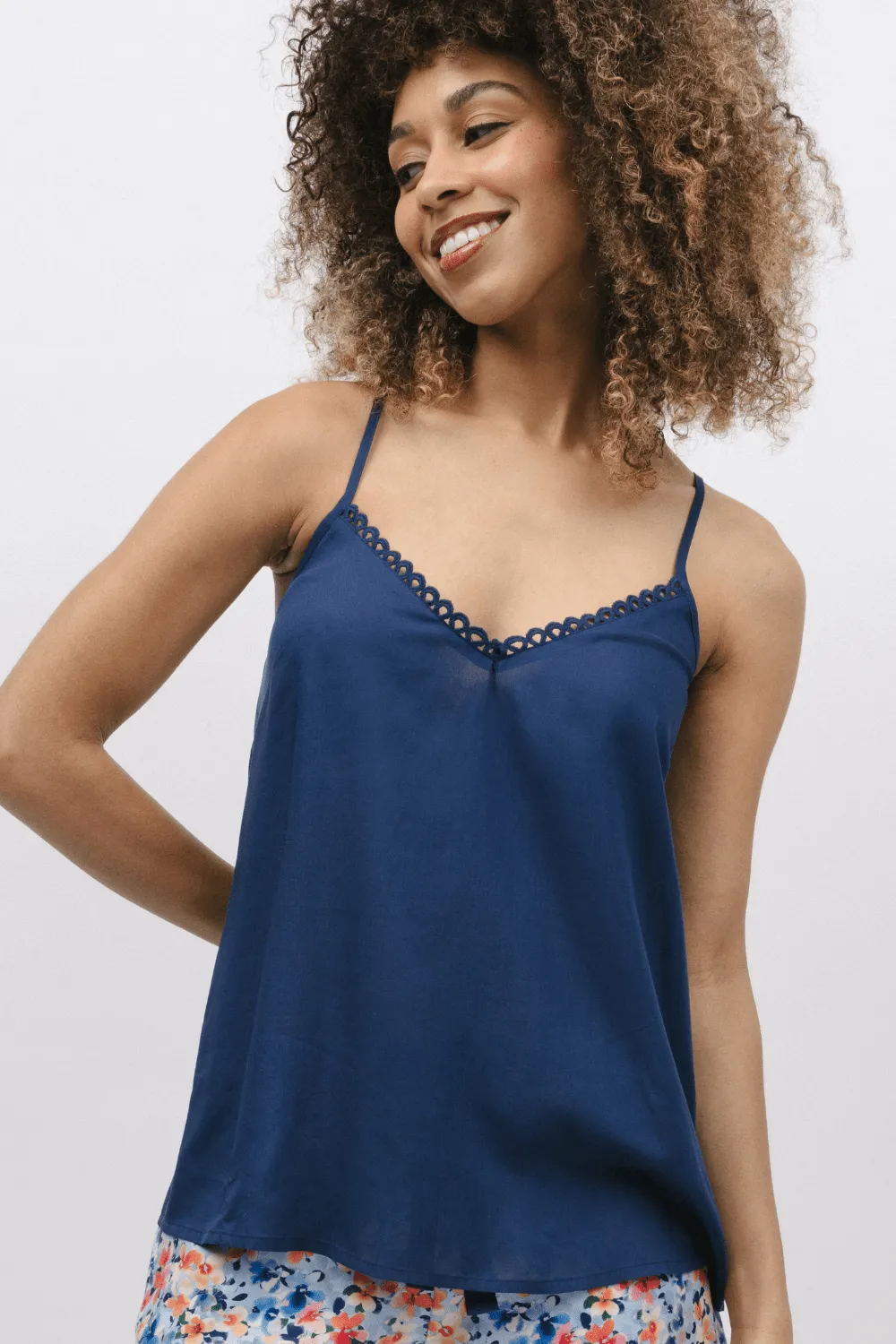 Bea Modal Camisole Dark Blue. Size UK 14