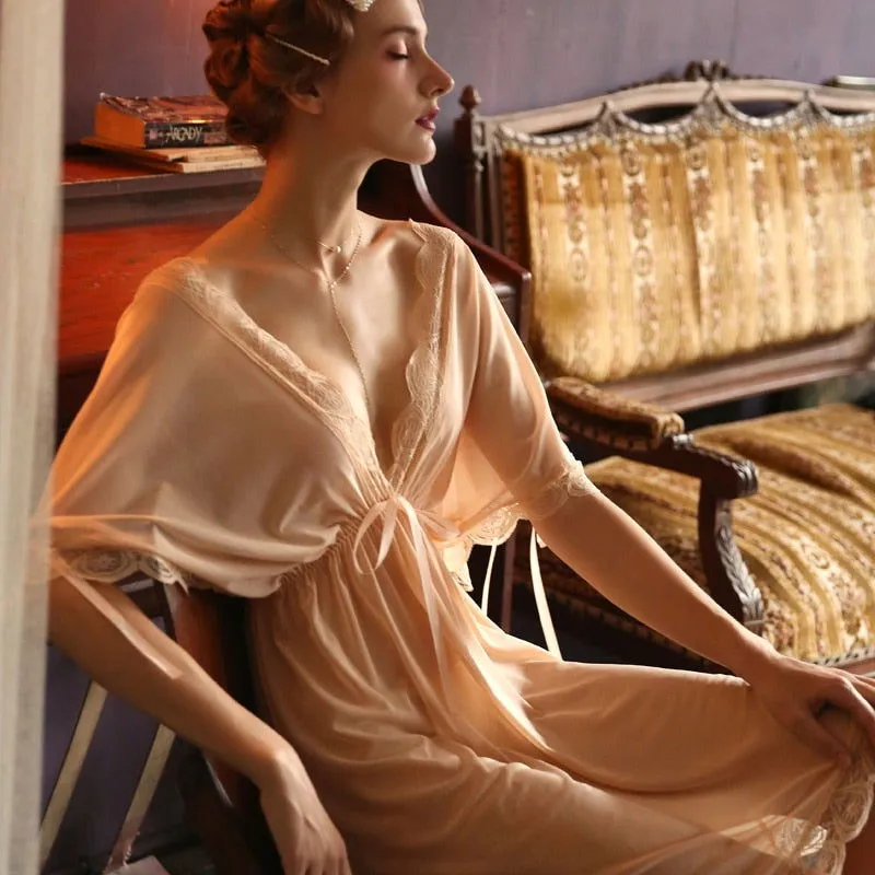 Deep V Mesh Maid Dress