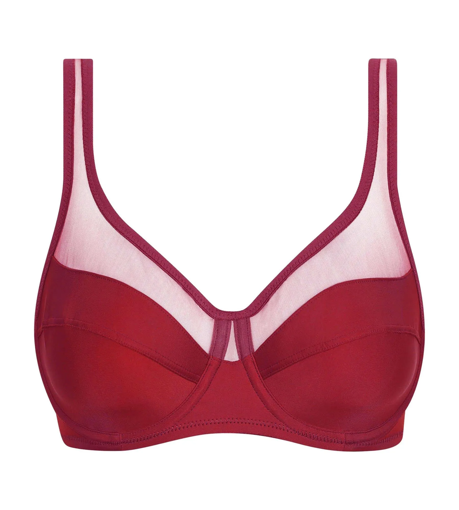 Dim Generous poppy microfiber and tulle push-on bra