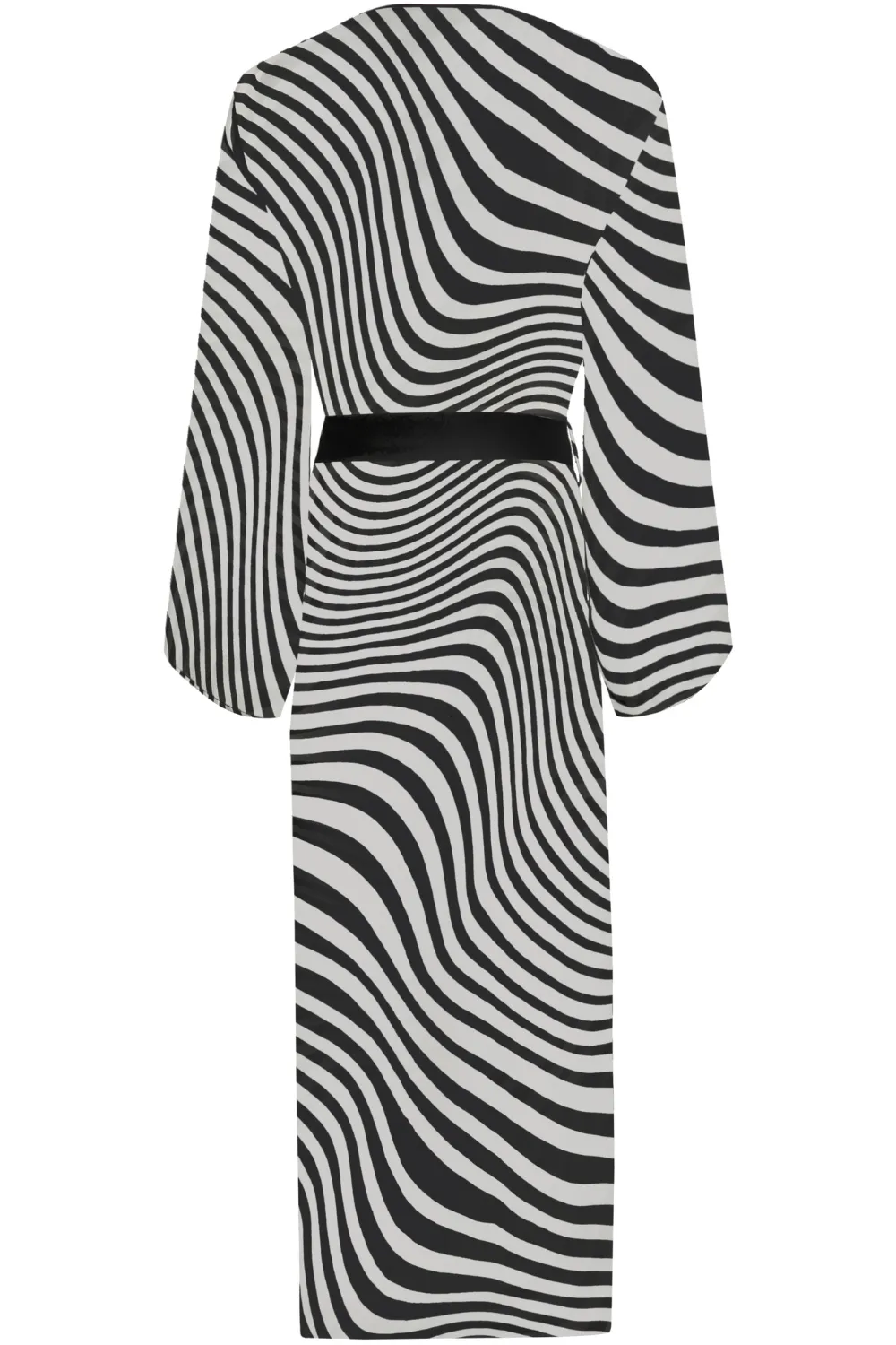 Fever Long Beach Kimono in Black & White