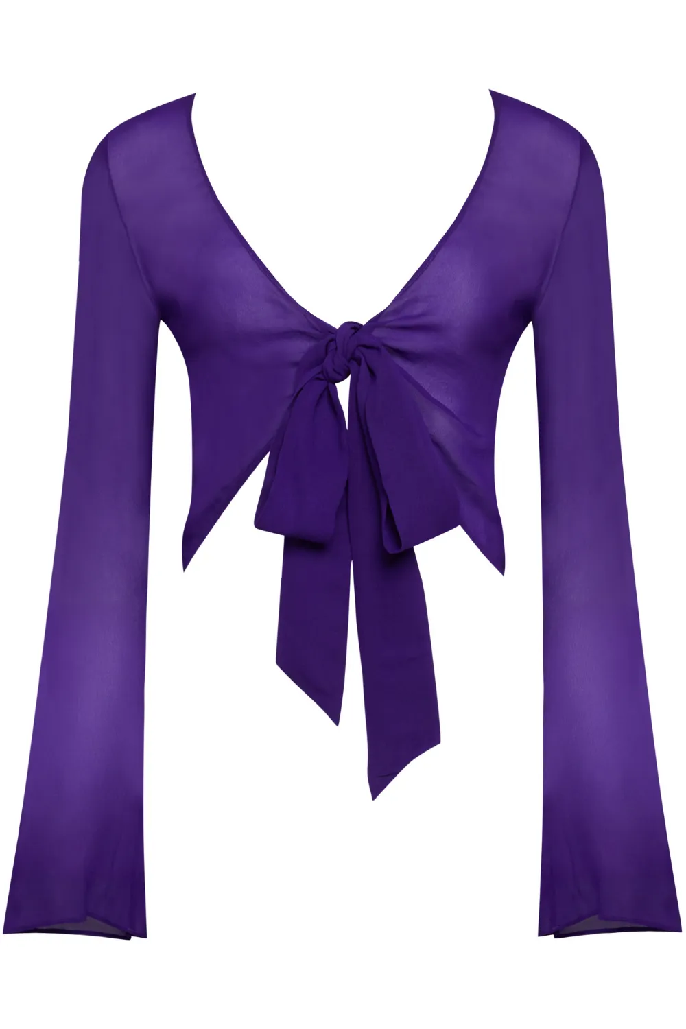 Fever Long Sleeve Wrap Beach Top in Purple