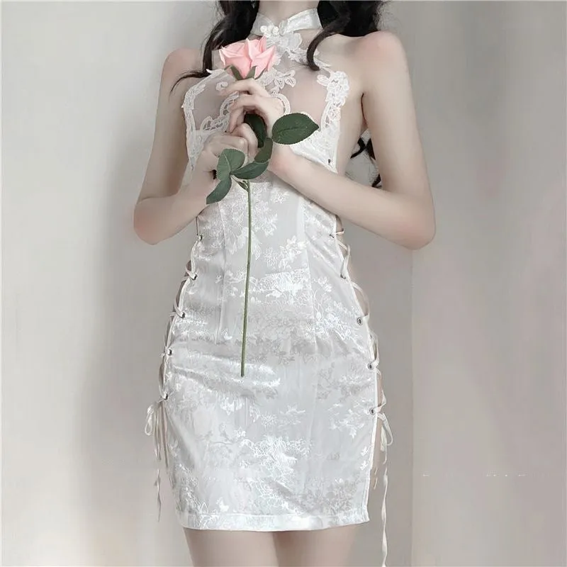 J-1028  Vintage embroidered printed cheongsam
