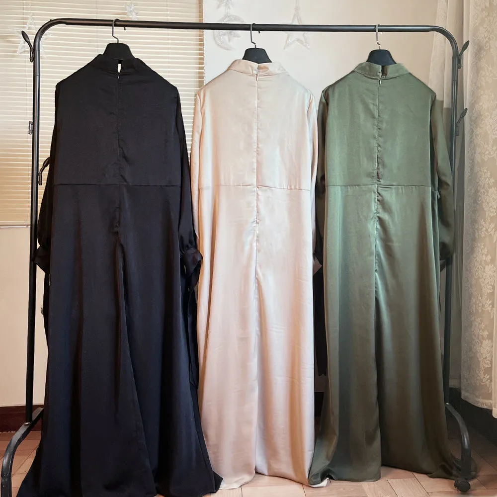 Muslim Pile Collar Robe And Ankle Dress