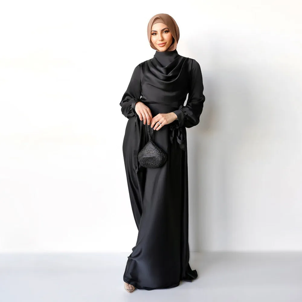 Muslim Pile Collar Robe And Ankle Dress