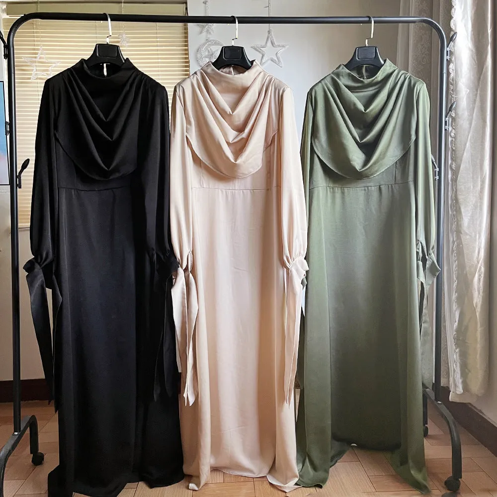 Muslim Pile Collar Robe And Ankle Dress