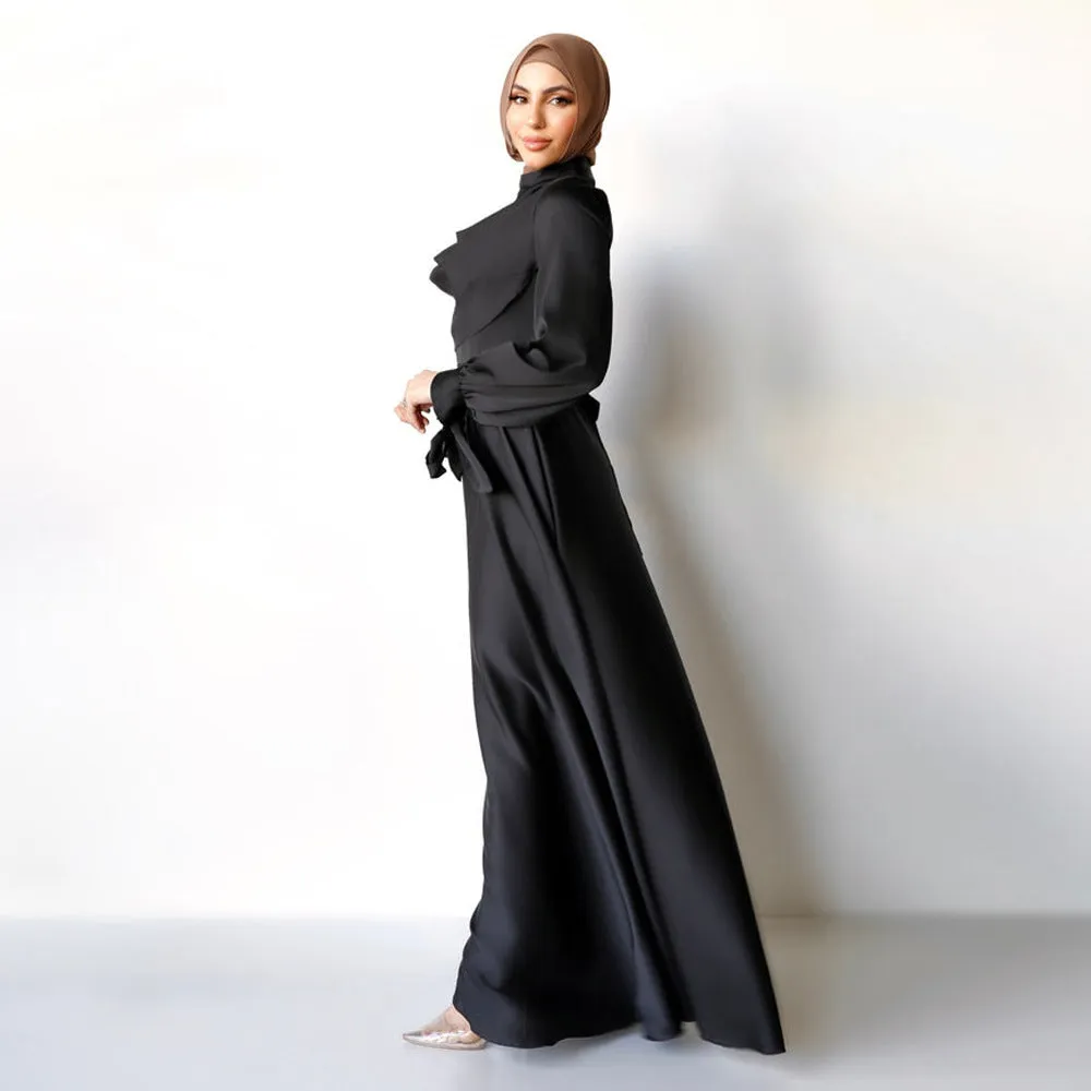 Muslim Pile Collar Robe And Ankle Dress