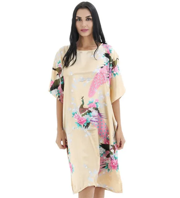 Plus Size Black Women's Summer Lounge Robe Lady New Sexy Home Dress Rayon Nightgown Large Loose Sleepwear Bathrobe Gown S002-B