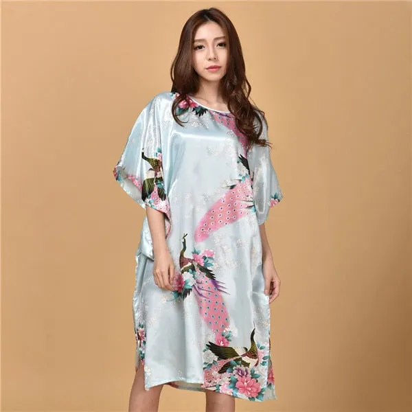 Plus Size Black Women's Summer Lounge Robe Lady New Sexy Home Dress Rayon Nightgown Large Loose Sleepwear Bathrobe Gown S002-B