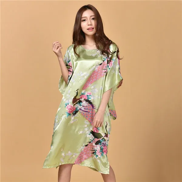 Plus Size Black Women's Summer Lounge Robe Lady New Sexy Home Dress Rayon Nightgown Large Loose Sleepwear Bathrobe Gown S002-B
