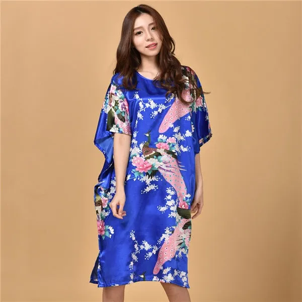 Plus Size Black Women's Summer Lounge Robe Lady New Sexy Home Dress Rayon Nightgown Large Loose Sleepwear Bathrobe Gown S002-B