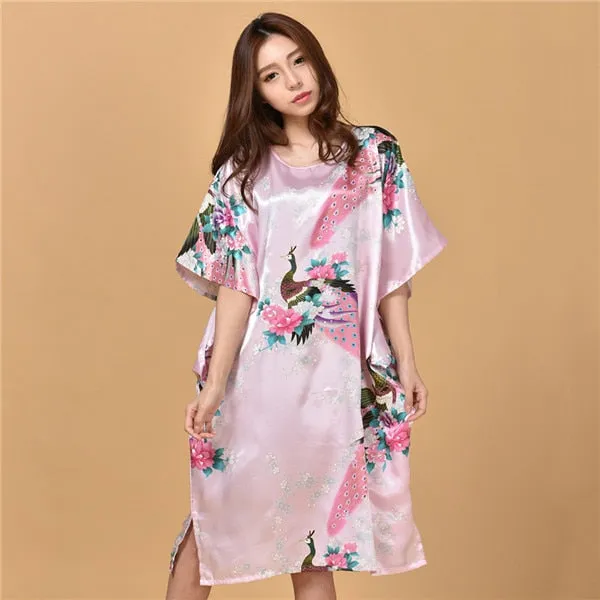 Plus Size Black Women's Summer Lounge Robe Lady New Sexy Home Dress Rayon Nightgown Large Loose Sleepwear Bathrobe Gown S002-B