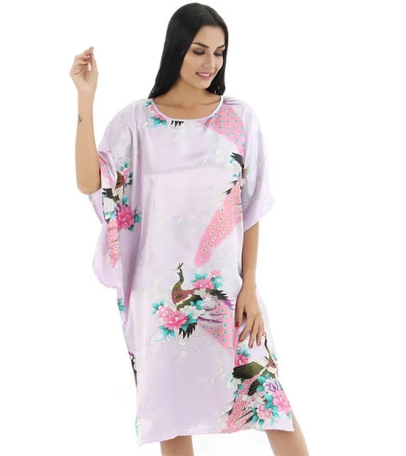 Plus Size Black Women's Summer Lounge Robe Lady New Sexy Home Dress Rayon Nightgown Large Loose Sleepwear Bathrobe Gown S002-B