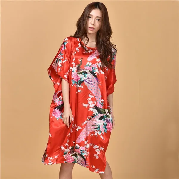 Plus Size Black Women's Summer Lounge Robe Lady New Sexy Home Dress Rayon Nightgown Large Loose Sleepwear Bathrobe Gown S002-B