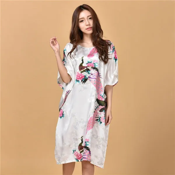 Plus Size Black Women's Summer Lounge Robe Lady New Sexy Home Dress Rayon Nightgown Large Loose Sleepwear Bathrobe Gown S002-B