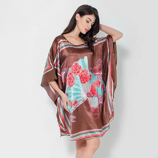 Plus Size Black Women's Summer Lounge Robe Lady New Sexy Home Dress Rayon Nightgown Large Loose Sleepwear Bathrobe Gown S002-B