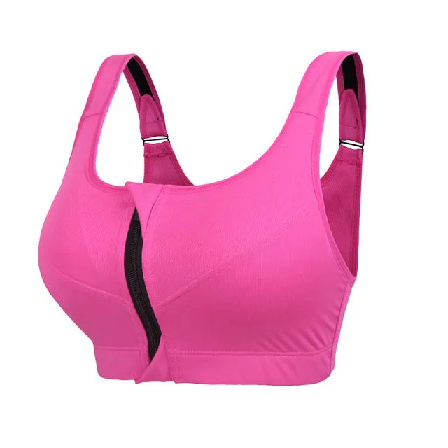 Professional Level 4 Stretch Sports Bras Shockproof Fixed Quick-drying Underwear Vest Women Running Gym Zipper Adjustable Strap