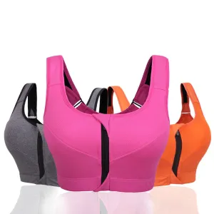 Professional Level 4 Stretch Sports Bras Shockproof Fixed Quick-drying Underwear Vest Women Running Gym Zipper Adjustable Strap
