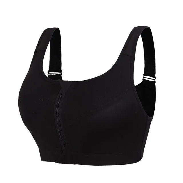 Professional Level 4 Stretch Sports Bras Shockproof Fixed Quick-drying Underwear Vest Women Running Gym Zipper Adjustable Strap