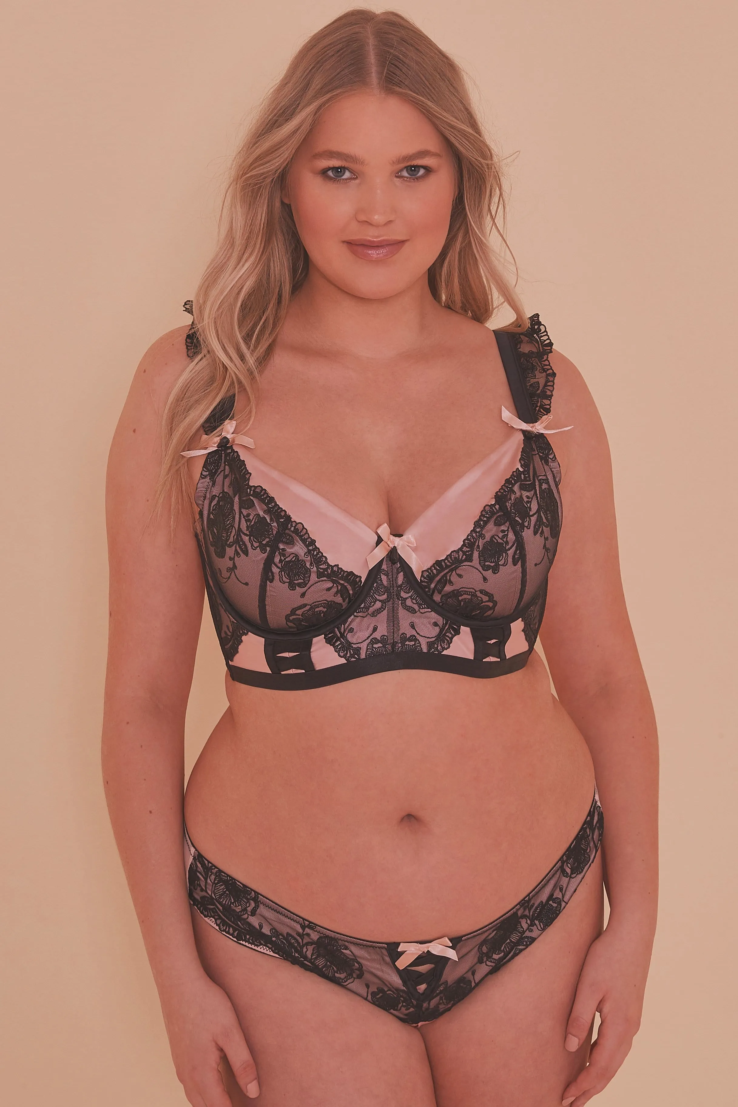 Sabine Lace Up Contrast Bra Fuller Bust Bra