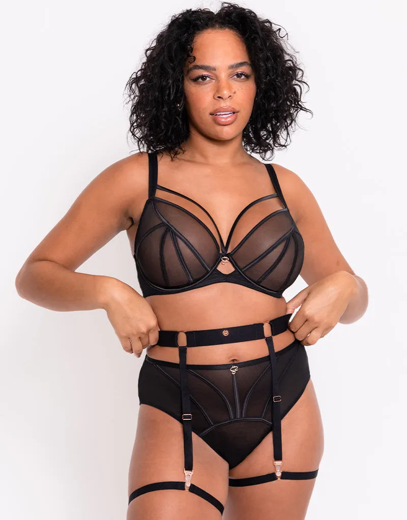Scantilly Rules of Distraction Leg Strap Suspender Black