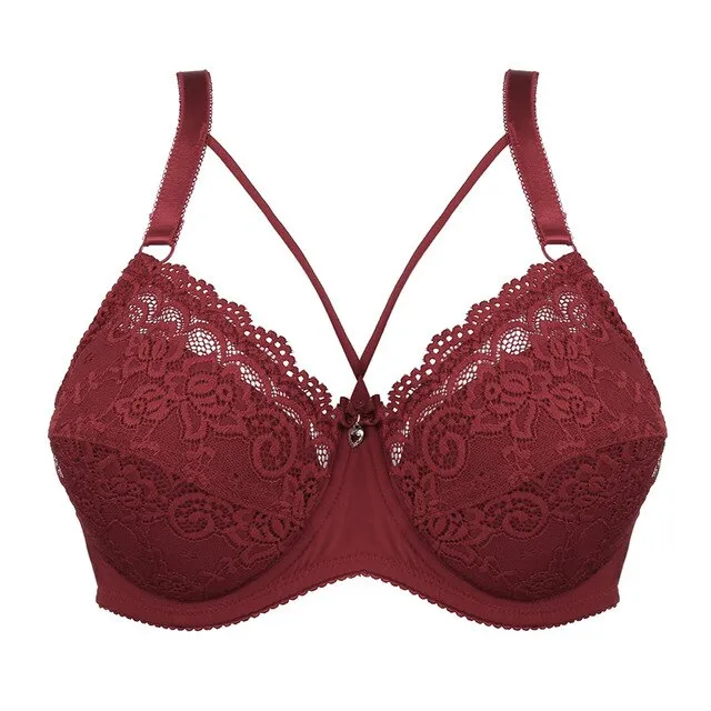Sexy Female Plus Size Bras For Women Deep V Bra Lace C D E Cup Brassiere Underwire Lingerie Adjustable Lace Push Up Bralette New