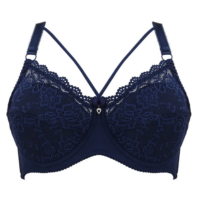 Sexy Female Plus Size Bras For Women Deep V Bra Lace C D E Cup Brassiere Underwire Lingerie Adjustable Lace Push Up Bralette New