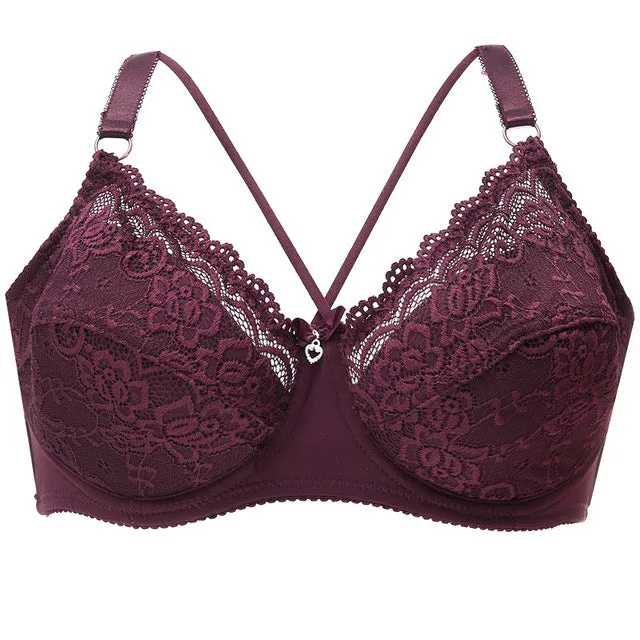 Sexy Female Plus Size Bras For Women Deep V Bra Lace C D E Cup Brassiere Underwire Lingerie Adjustable Lace Push Up Bralette New
