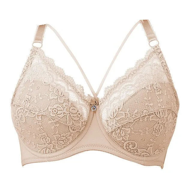 Sexy Female Plus Size Bras For Women Deep V Bra Lace C D E Cup Brassiere Underwire Lingerie Adjustable Lace Push Up Bralette New