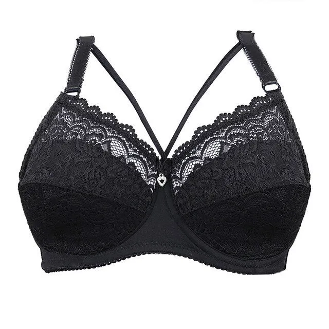 Sexy Female Plus Size Bras For Women Deep V Bra Lace C D E Cup Brassiere Underwire Lingerie Adjustable Lace Push Up Bralette New