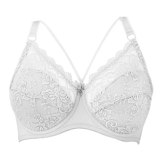 Sexy Female Plus Size Bras For Women Deep V Bra Lace C D E Cup Brassiere Underwire Lingerie Adjustable Lace Push Up Bralette New