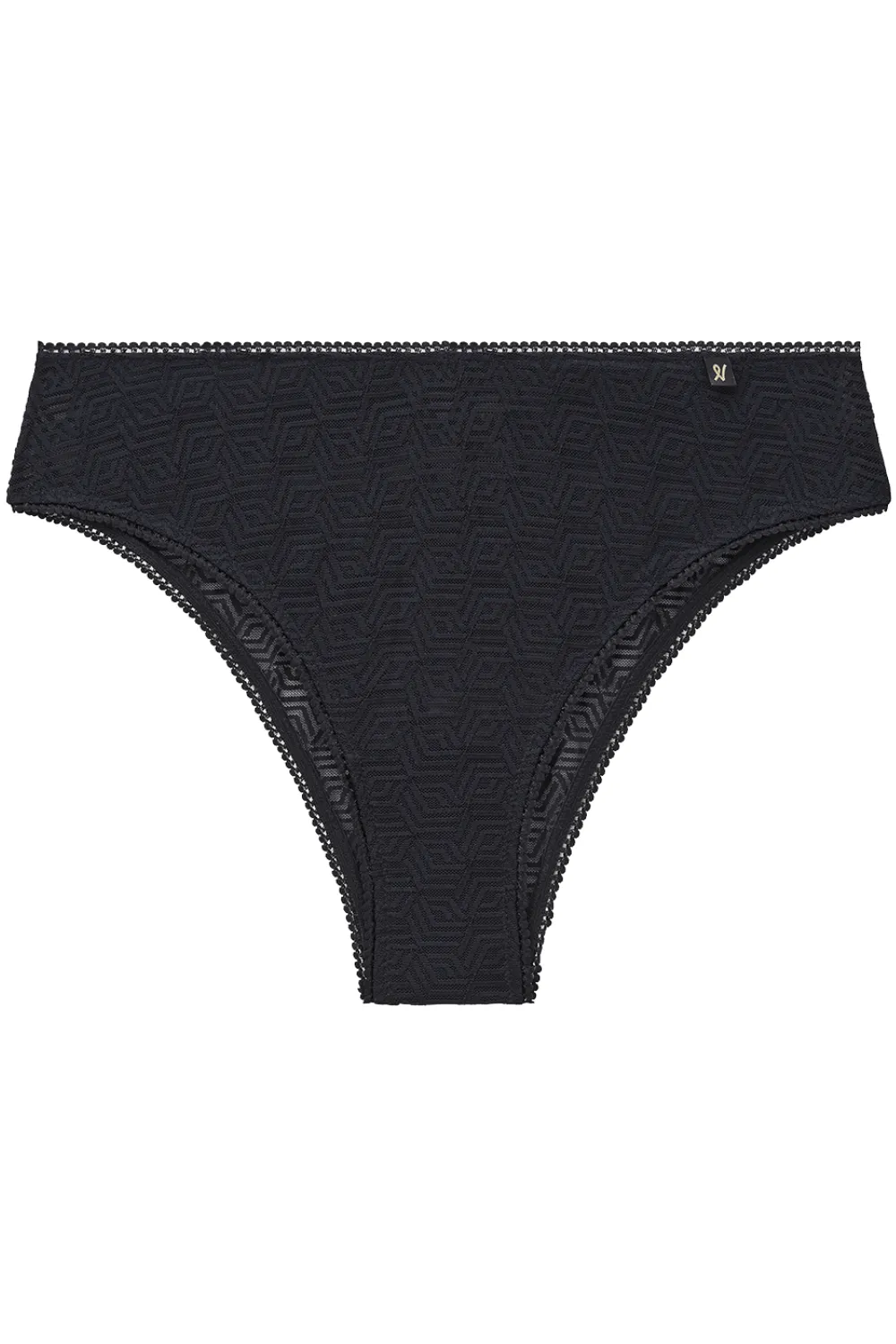 Sheer Deco High Leg Brief in Black