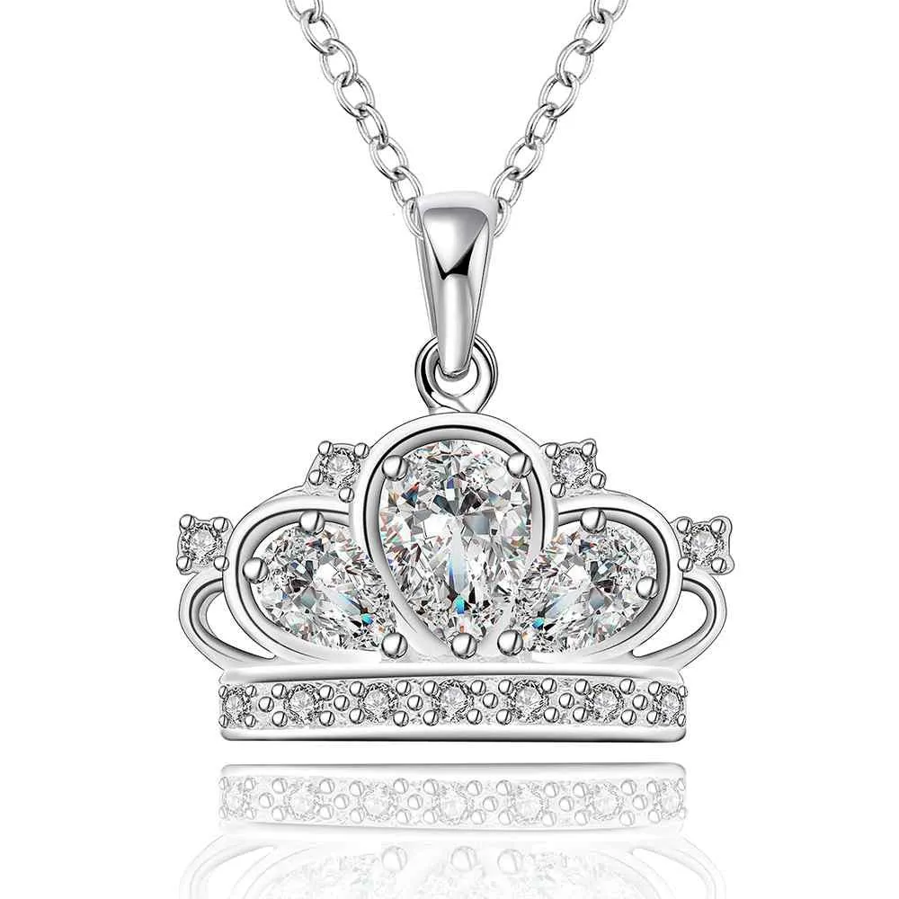 silver plated Chain big shine crown Necklaces Pendants Men jewelry 579 ELY