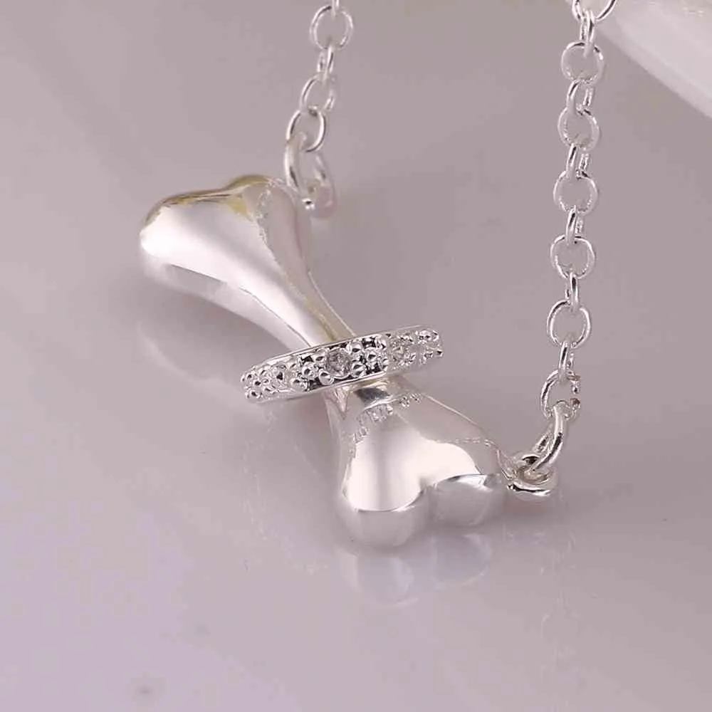 silver plated Chain bone for circle Necklaces Pendants Men jewelry 624 ELY