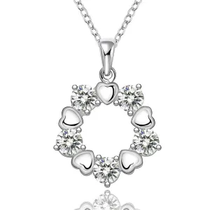 silver plated Chain circle flower Necklaces Pendants Men jewelry 566 ELY