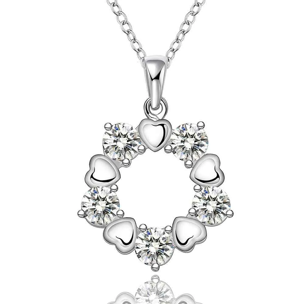 silver plated Chain circle flower Necklaces Pendants Men jewelry 566 ELY