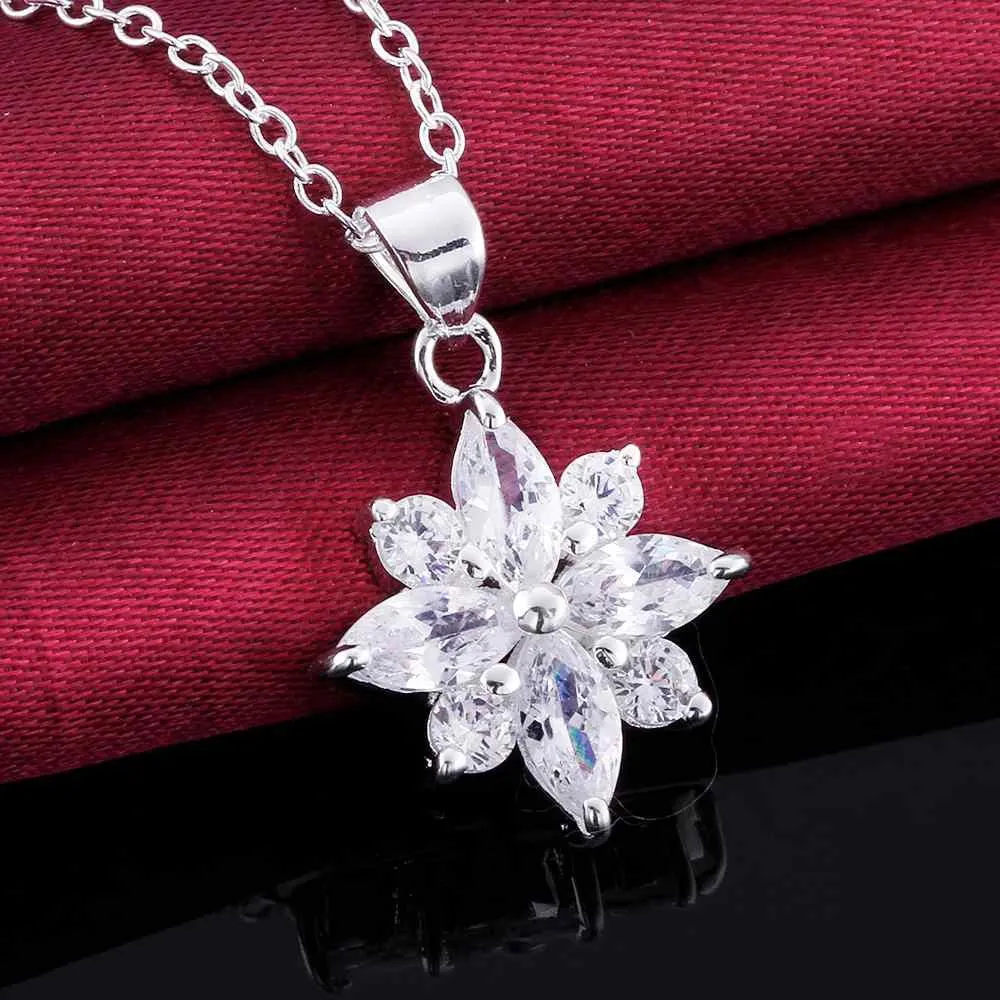 silver plated Chain cral eight petals Necklaces Pendants Men jewelry 581 ELY