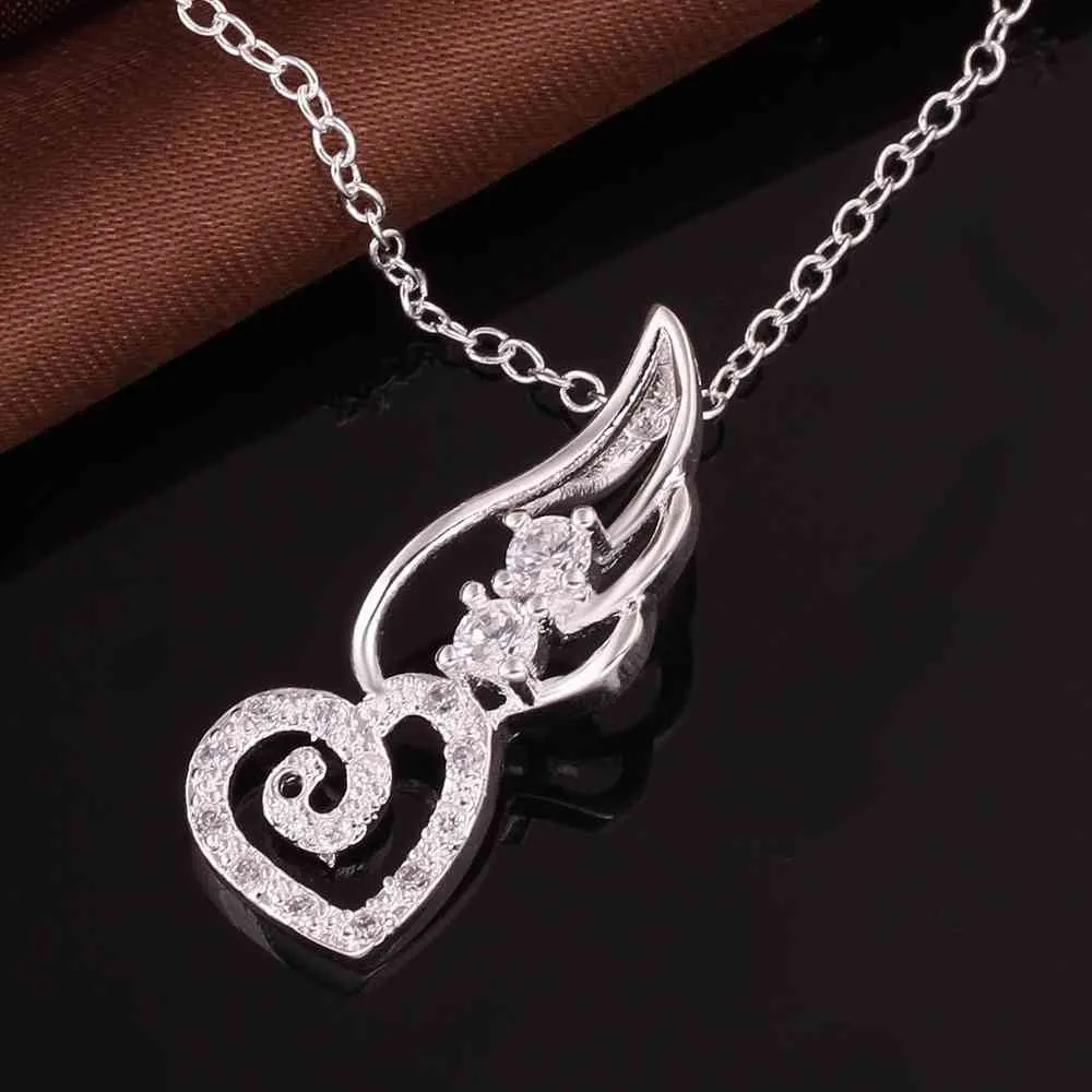 silver plated Chain fly hearts id Necklaces Pendants Men jewelry 622 ELY