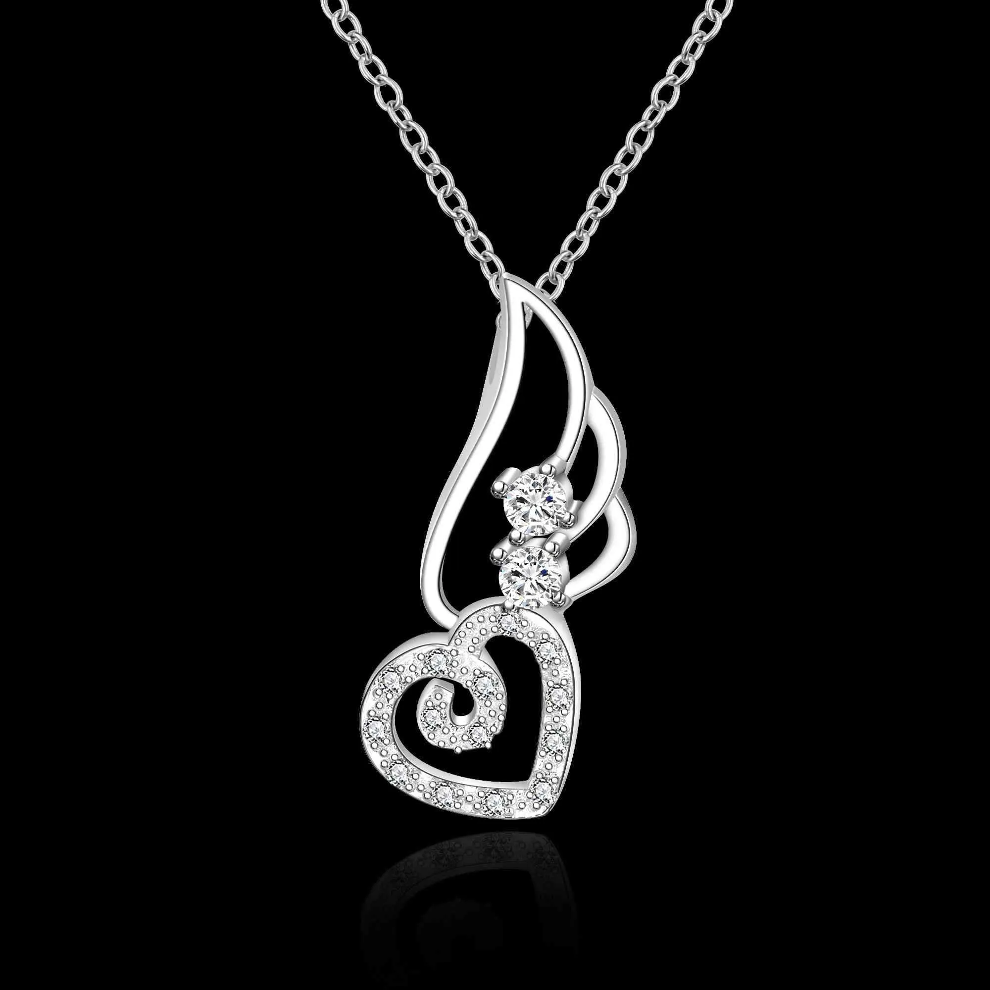silver plated Chain fly hearts id Necklaces Pendants Men jewelry 622 ELY