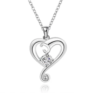 silver plated Chain heart white stone Necklaces Pendants Men jewelry 6 3 ELY