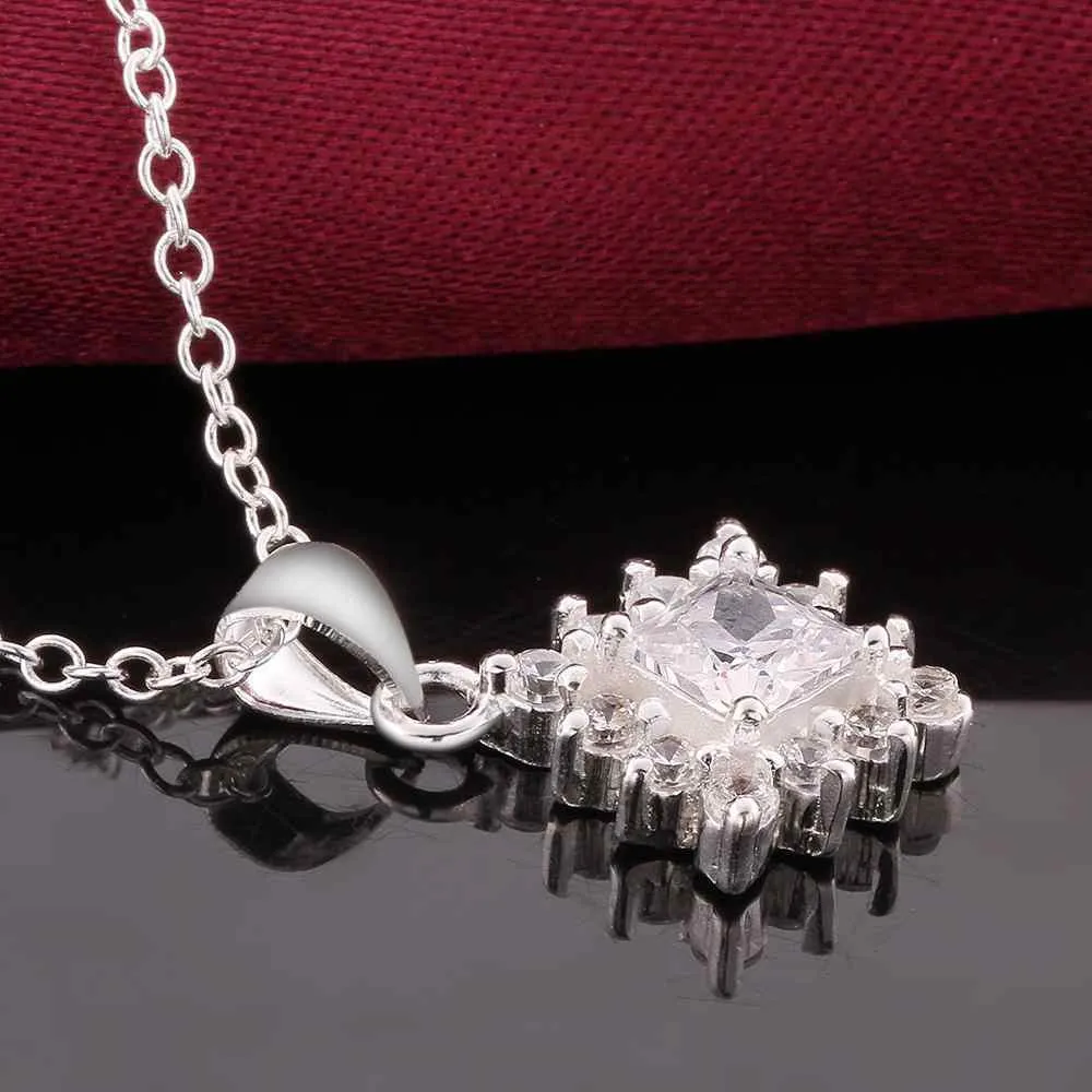 silver plated Chain shine light square Necklaces Pendants Men jewelry 582 ELY