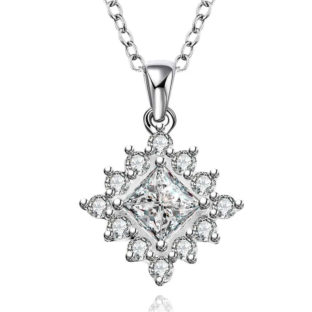 silver plated Chain shine light square Necklaces Pendants Men jewelry 582 ELY