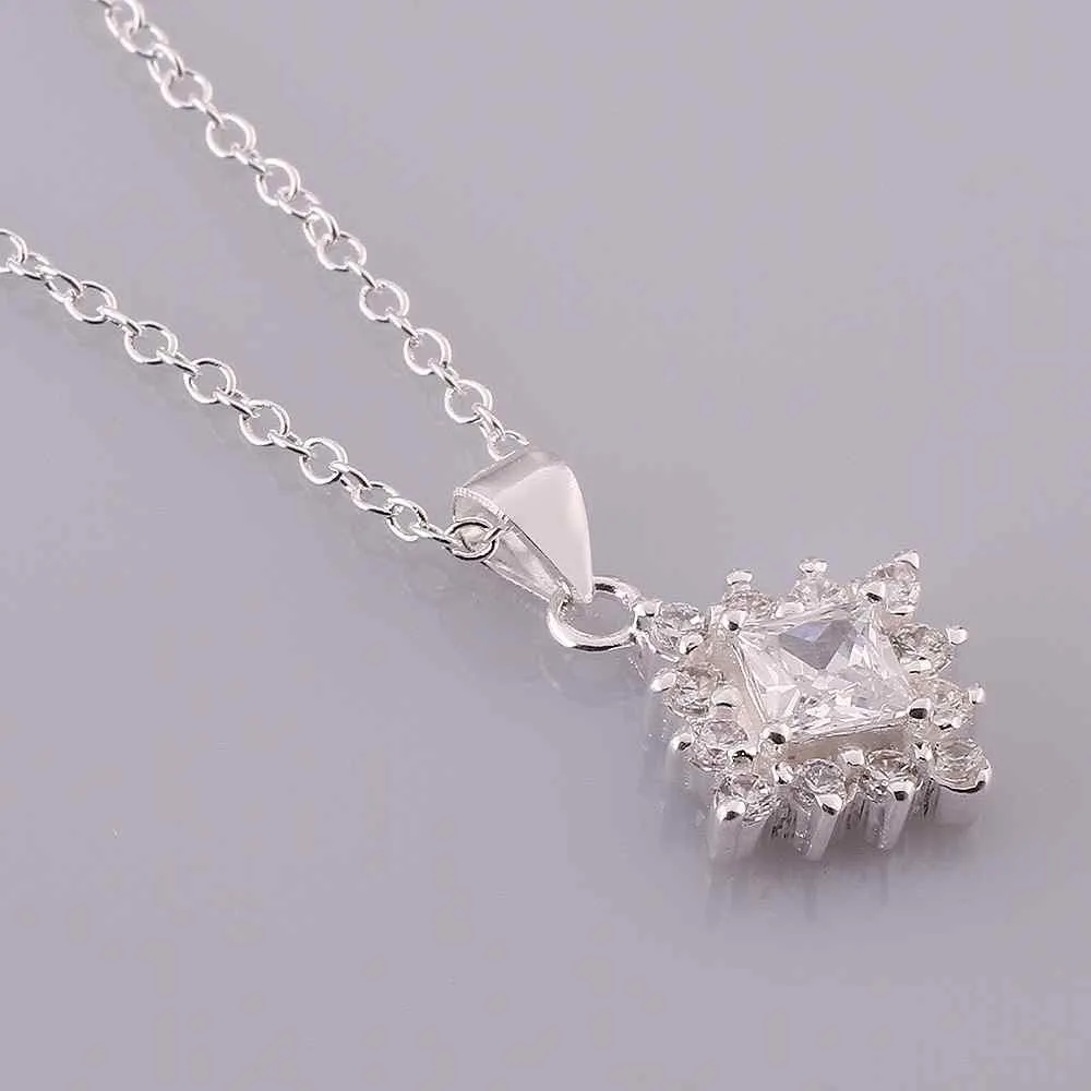 silver plated Chain shine light square Necklaces Pendants Men jewelry 582 ELY