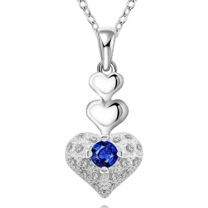 silver plated Chain three heart and heart Necklaces Pendants Men jewelry 64 ELY