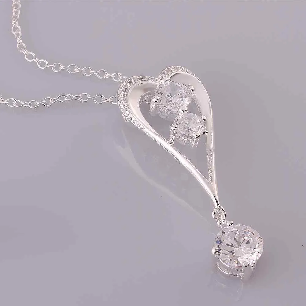 silver plated Chain two drip in heart Necklaces Pendants Men jewelry 632 ELY