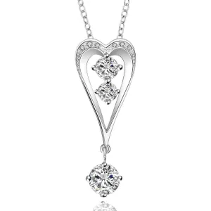 silver plated Chain two drip in heart Necklaces Pendants Men jewelry 632 ELY