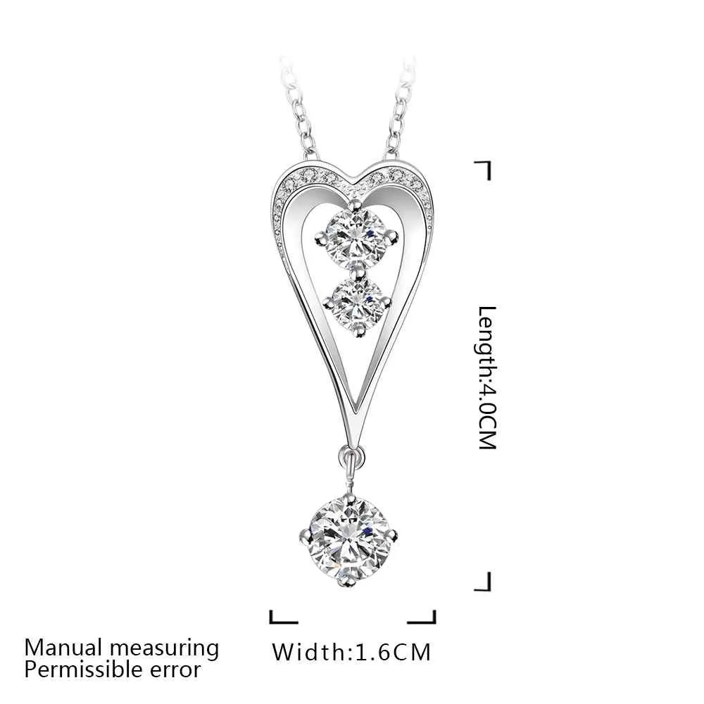 silver plated Chain two drip in heart Necklaces Pendants Men jewelry 632 ELY