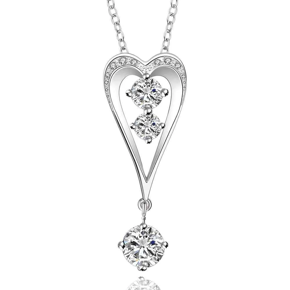 silver plated Chain two drip in heart Necklaces Pendants Men jewelry 632 ELY