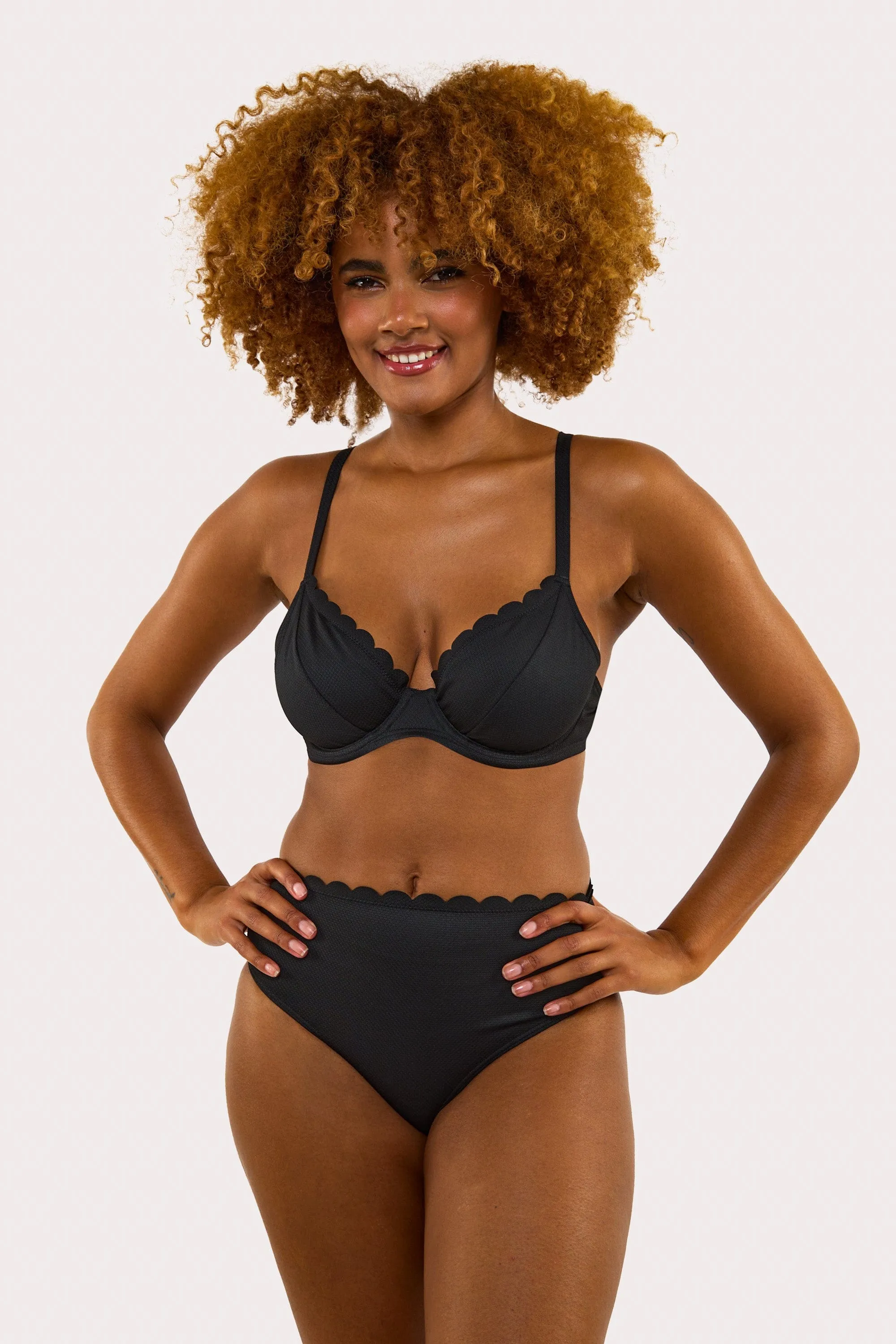 Sophia Mix & Match Black Scallop Underwire Bikini