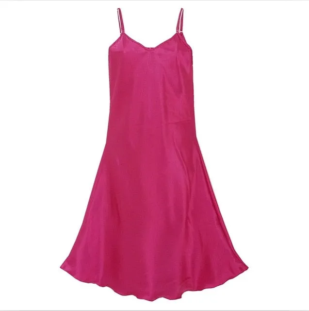 Summer New Women's Sleepwear Female Sexy Spaghetti Strap Nightgown Plus Size XXXL Rayon Nightdress Short Robe Dress Gown